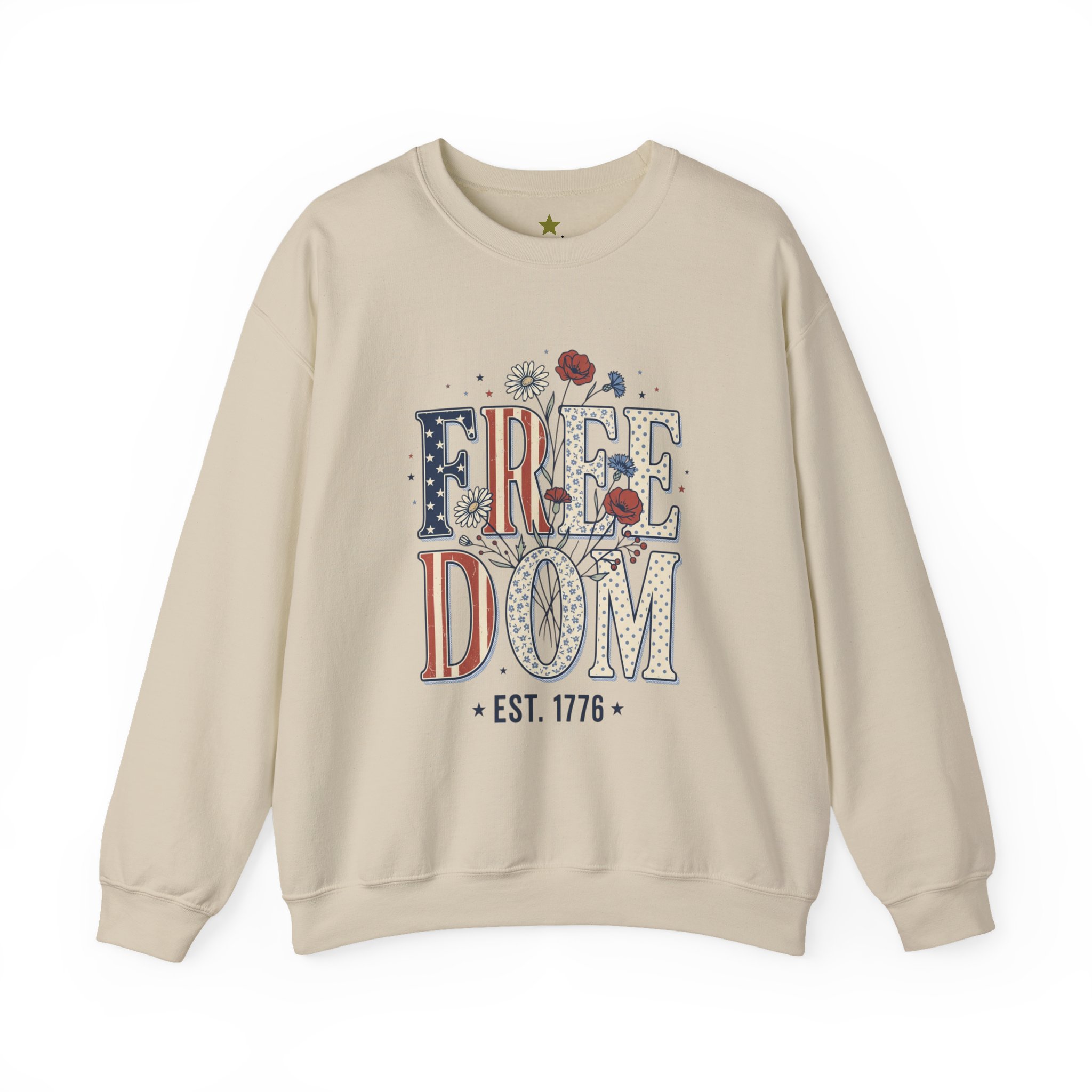 Freedom Vintage Americana Sweatshirt | 4th of July Stars & Florals - Image 5