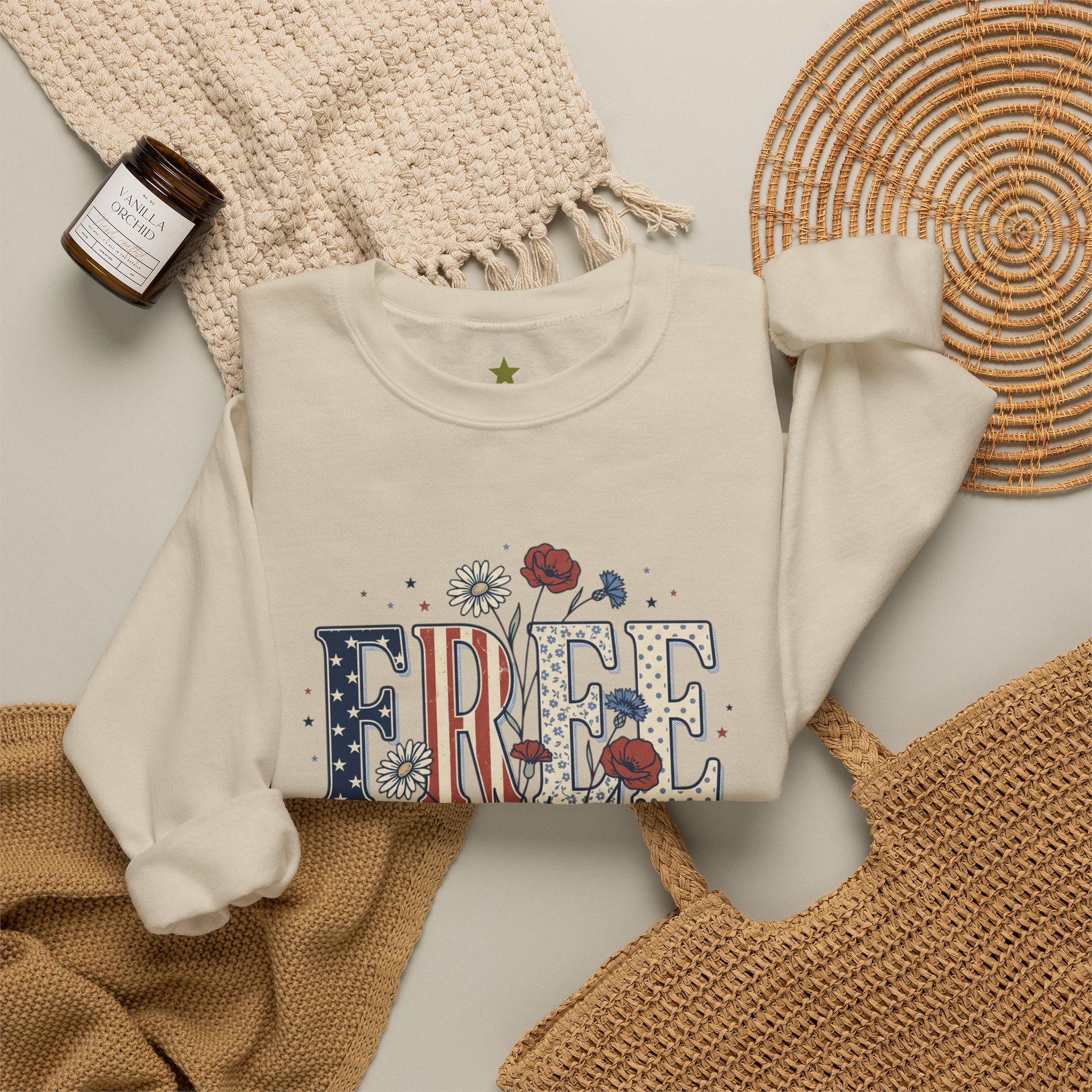 Freedom Vintage Americana Sweatshirt | 4th of July Stars & Florals - Image 6