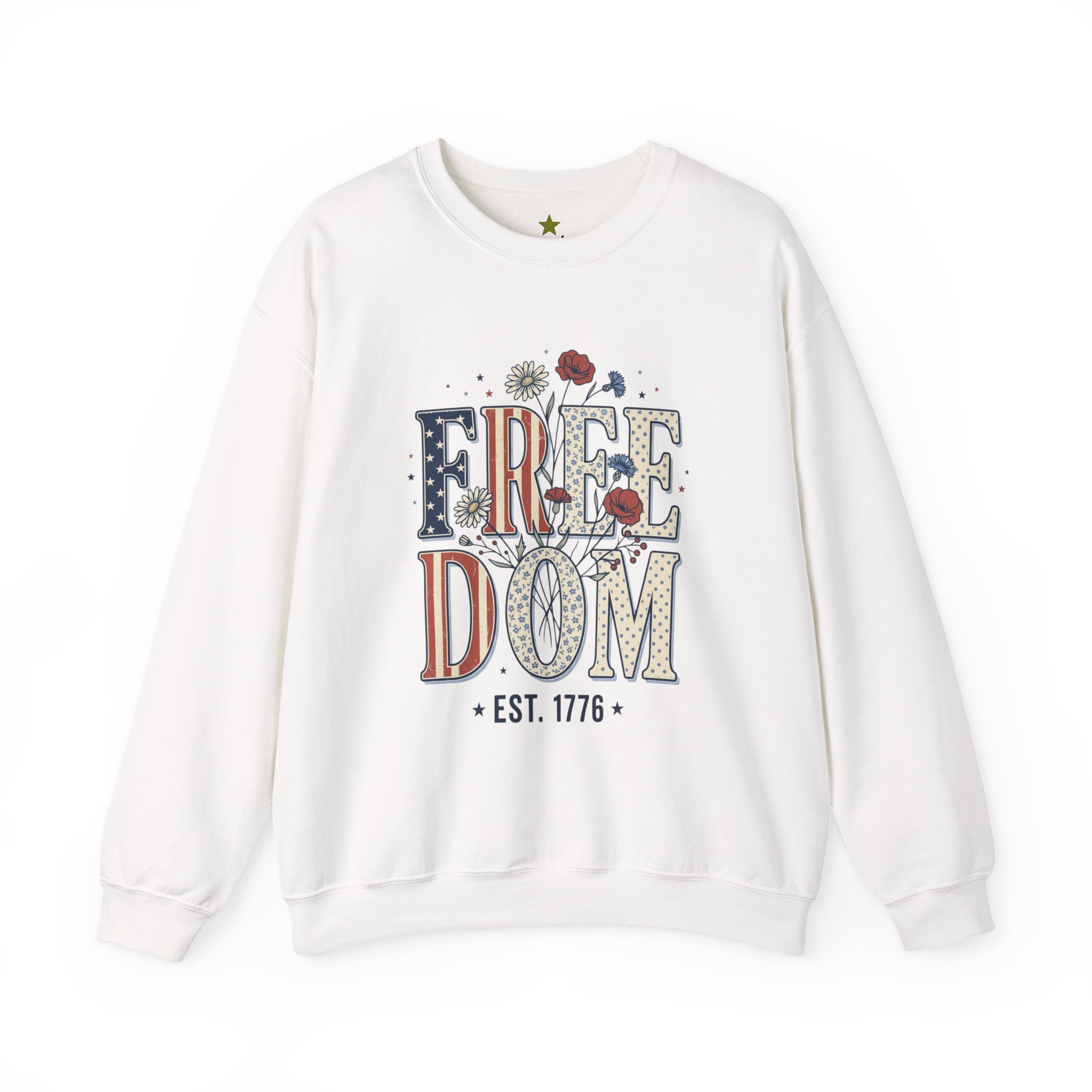 Freedom Vintage Americana Sweatshirt | 4th of July Stars & Florals