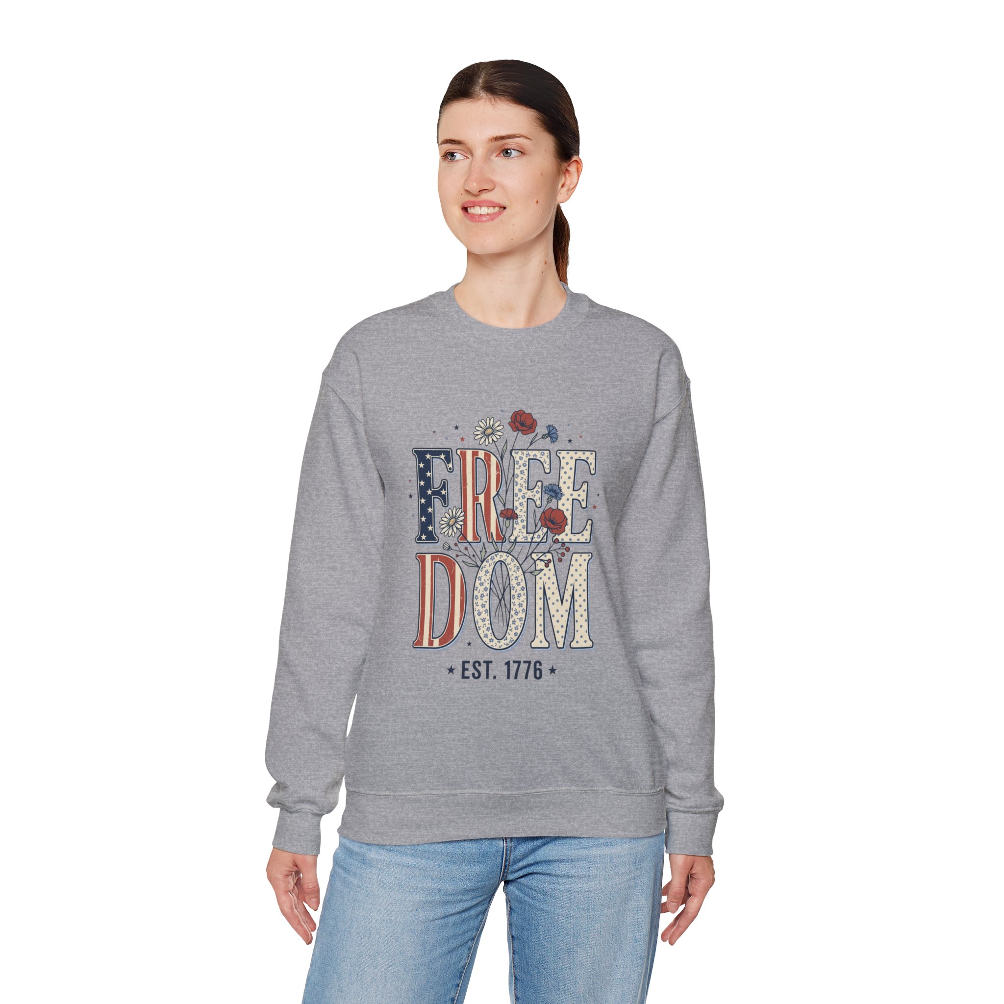 Freedom Vintage Americana Sweatshirt | 4th of July Stars & Florals - Image 12