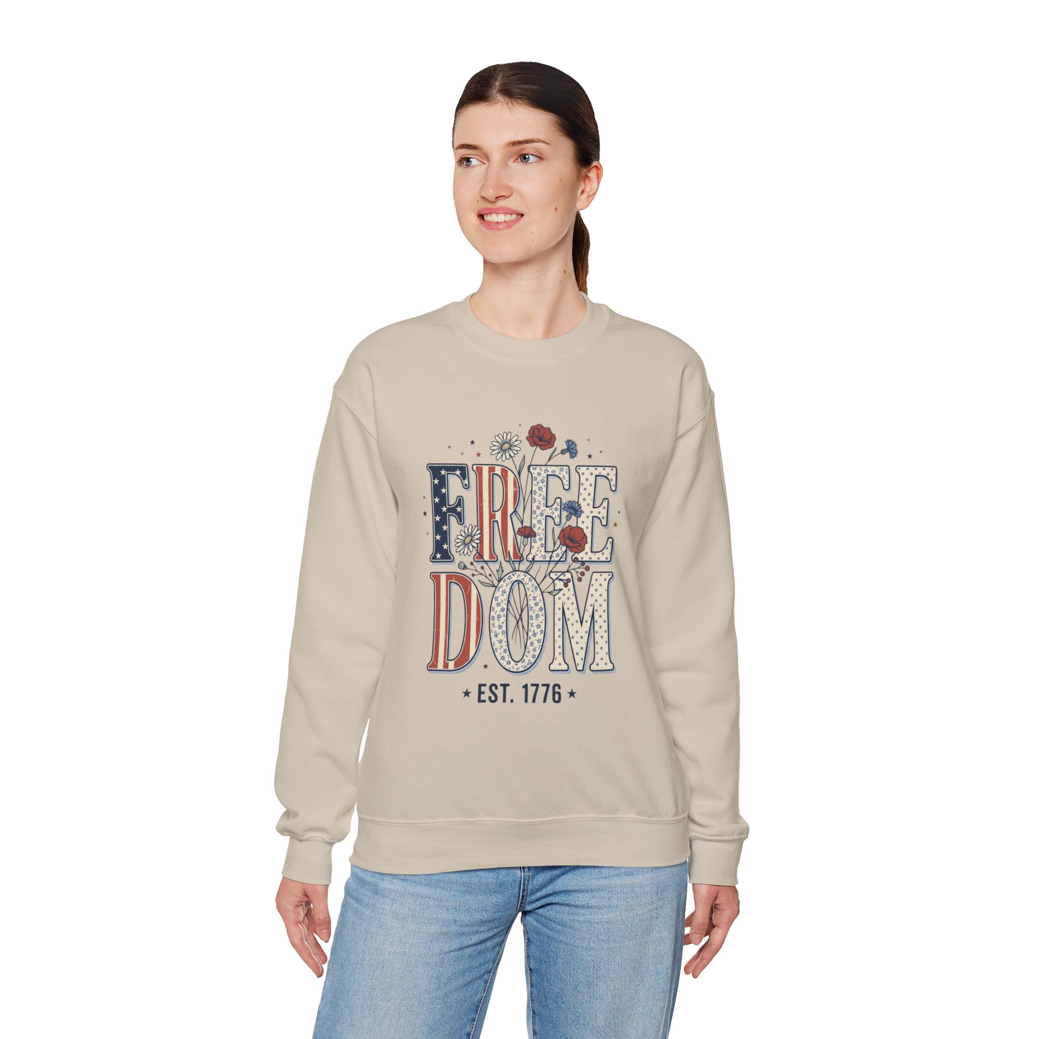 Freedom Vintage Americana Sweatshirt | 4th of July Stars & Florals - Image 8