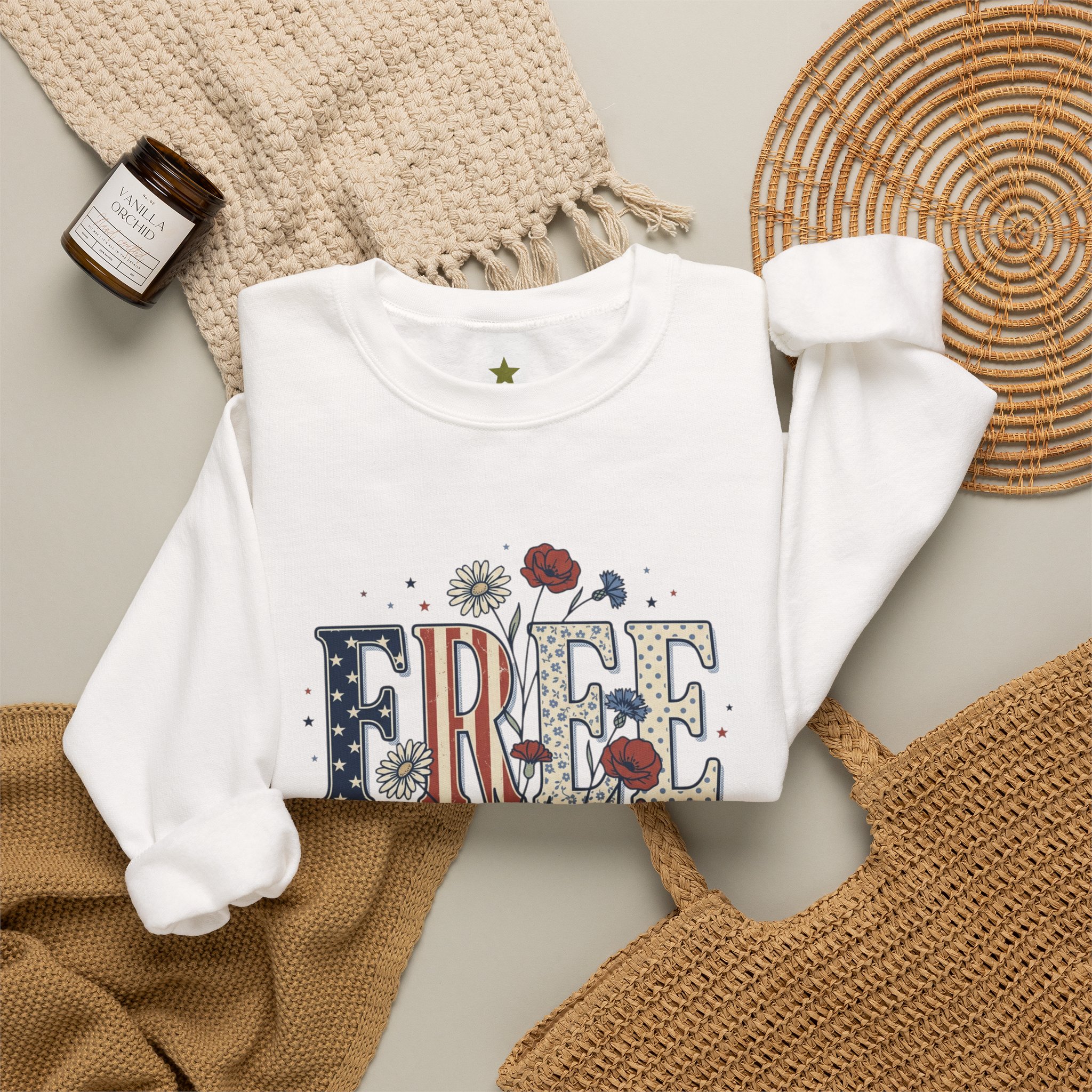 Freedom Vintage Americana Sweatshirt | 4th of July Stars & Florals - Image 2