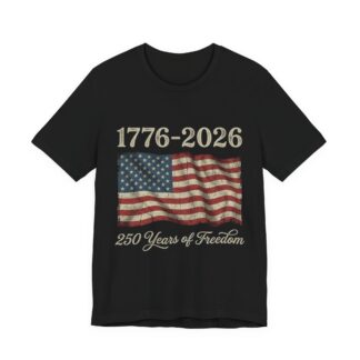 America 250th Birthday Vintage Flag — Black Unisex T-Shirt | 1776-2026 Patriotic Graphic Tee