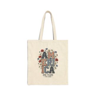 Vintage Americana AMERICA Floral Tote | 4th of July Patriotic Canvas Tote