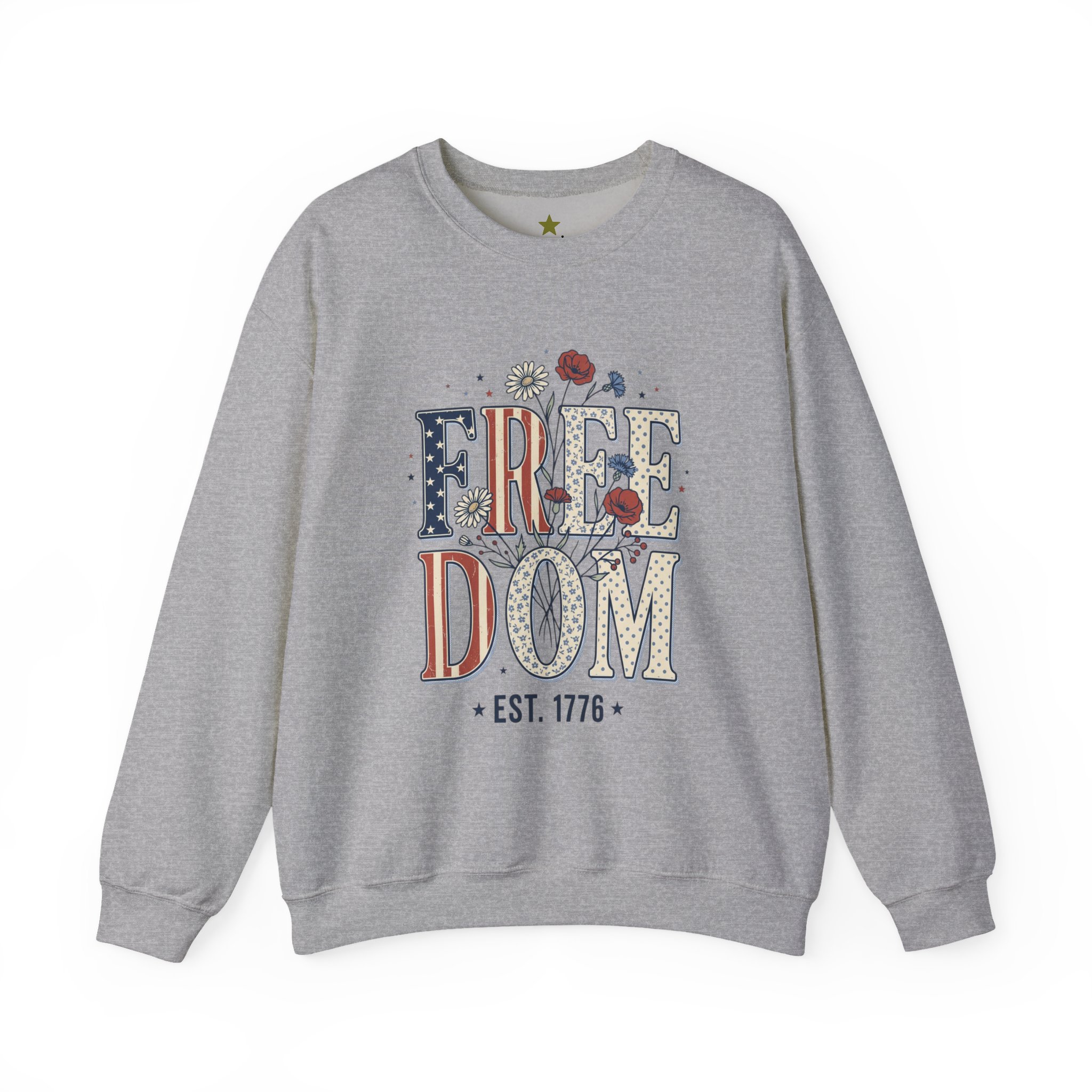 Freedom Vintage Americana Sweatshirt | 4th of July Stars & Florals - Image 9